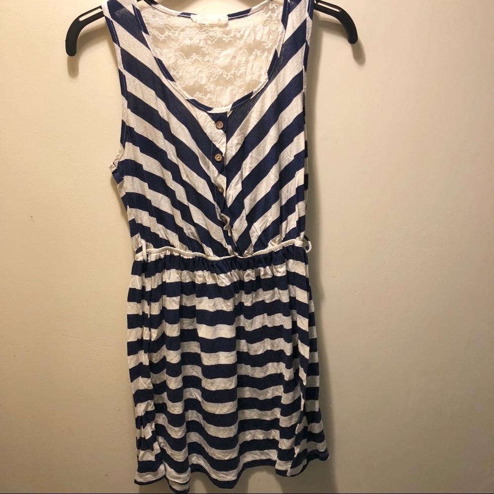 Large Pearl navy and white striped dress